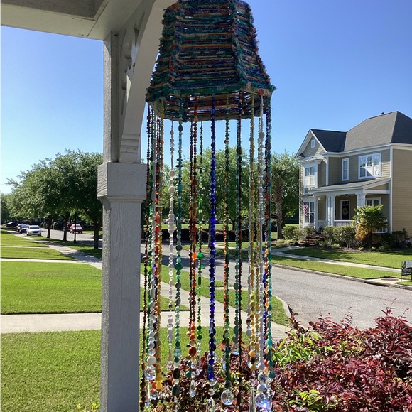 Handmade “Bahama Breeze” Porch/Lampshade Chandelier PLEASE SEE VIDEO - Picture 7 of 14